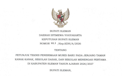 PETUNJUK TEKNIS PENERIMAAN MURID BARU PADA JENJANG SEKOLAH MENENGAH PERTAMA DI KABUPATEN SLEMAN TAHUN AJARAN 2026/2027